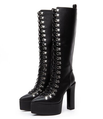 Giaro STRAGAZER | BLACK MATTE | LACED KNEE BOOTS