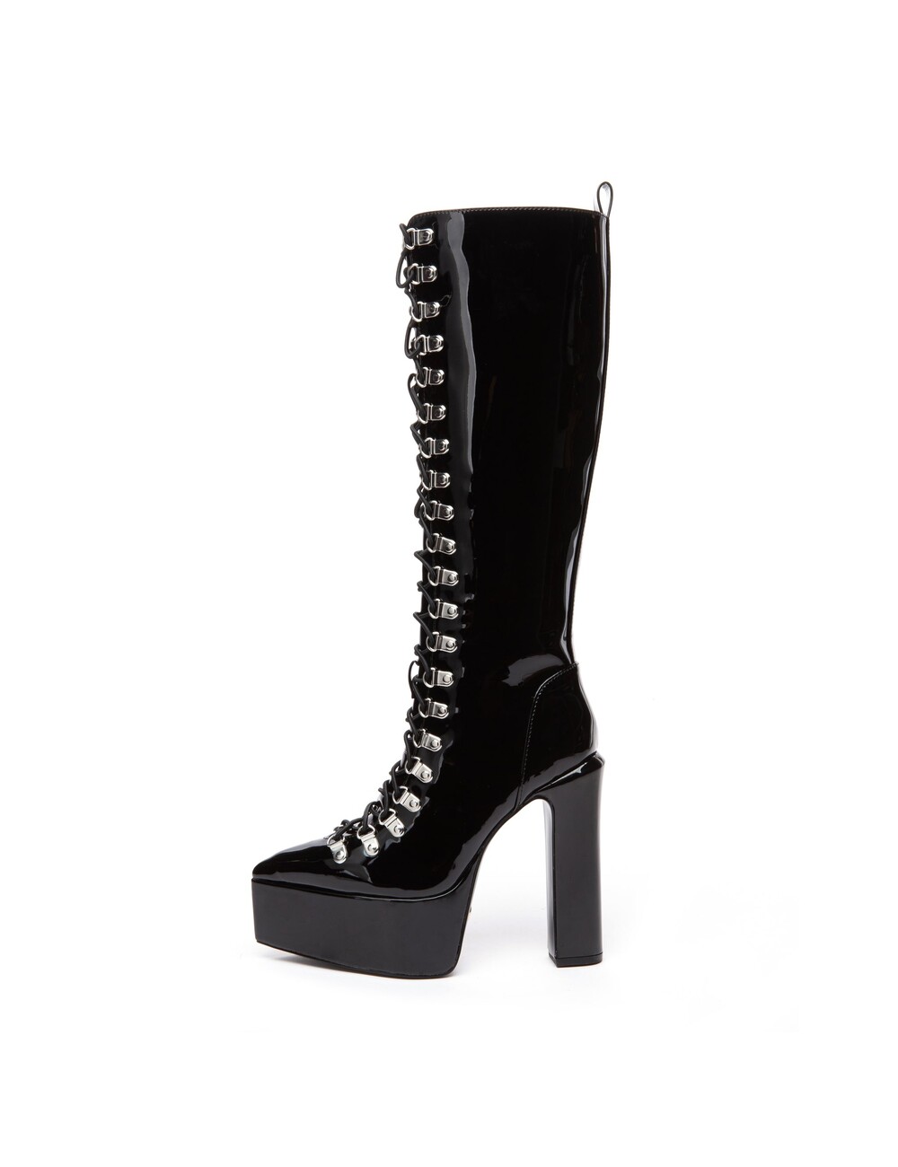 Giaro STRAGAZER | BLACK SHINY | LACED KNEE BOOTS