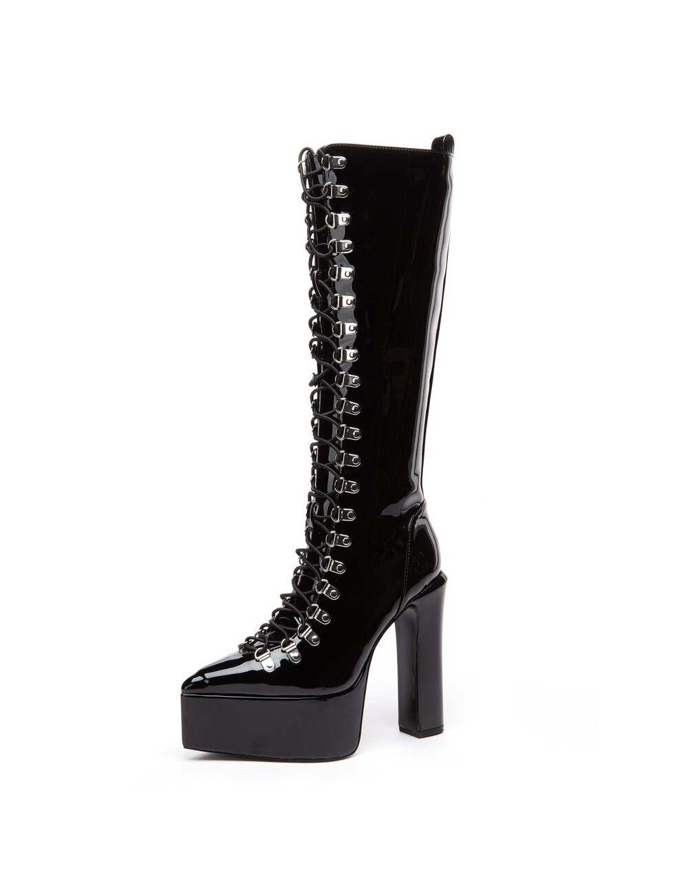 Giaro STRAGAZER | BLACK SHINY | LACED KNEE BOOTS