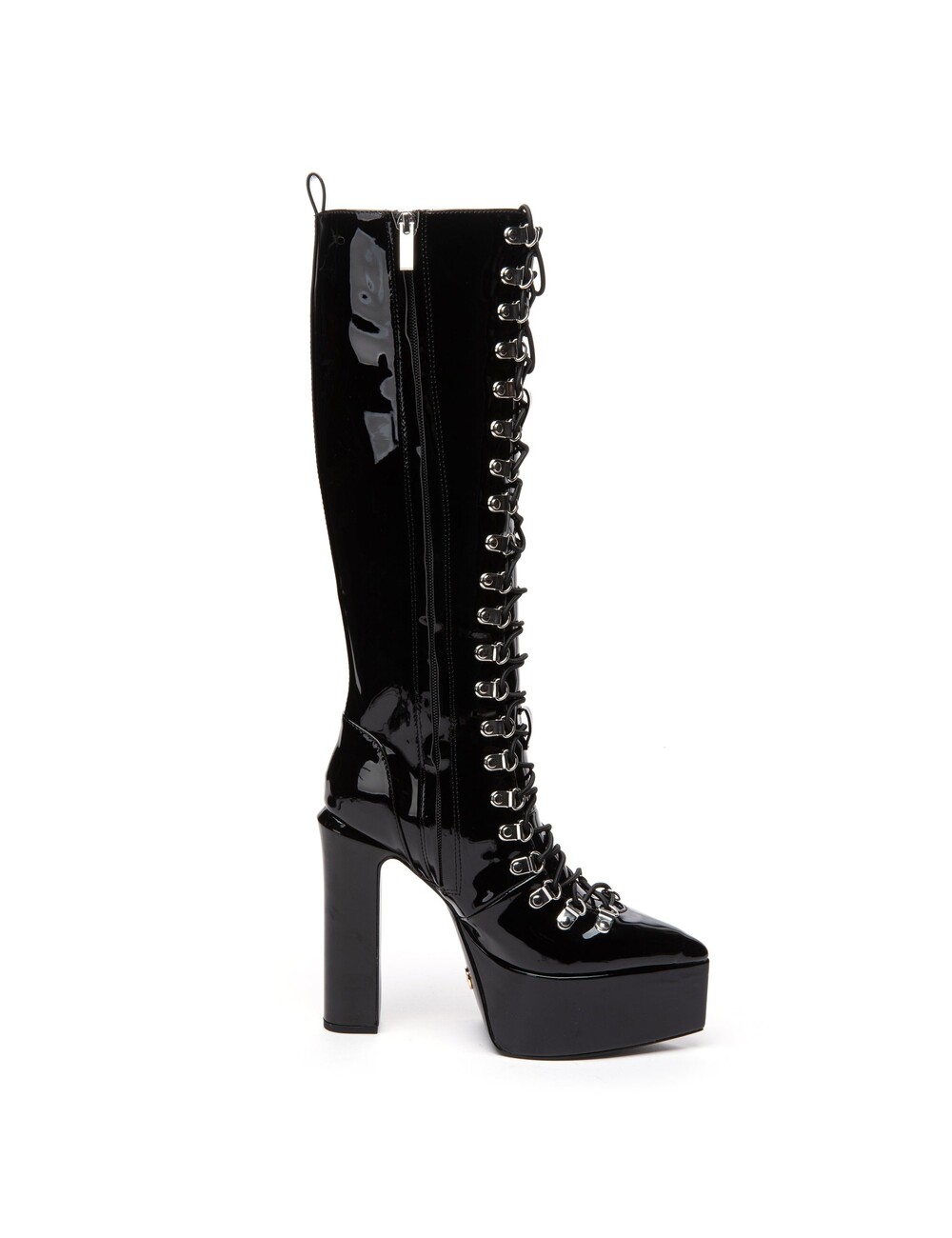 Giaro STRAGAZER | BLACK SHINY | LACED KNEE BOOTS
