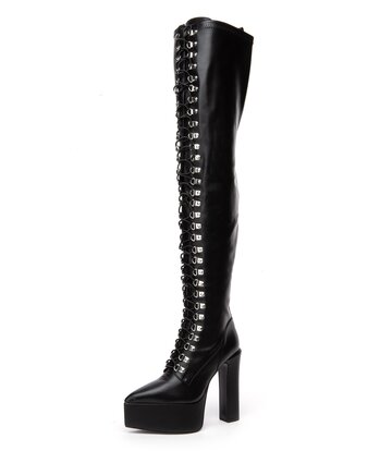 Giaro SECRETZ | BLACK MATTE | LACED THIGH BOOTS