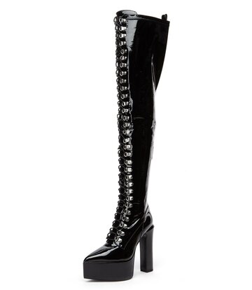 Giaro SECRETZ | BLACK SHINY | LACED THIGH BOOTS