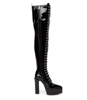Giaro SECRETZ | BLACK SHINY | LACED THIGH BOOTS