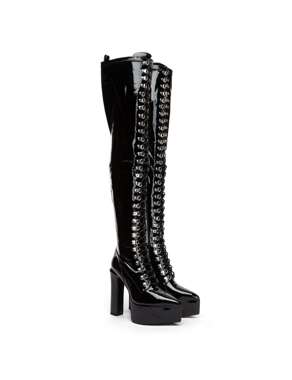 Giaro SECRETZ | BLACK SHINY | LACED THIGH BOOTS
