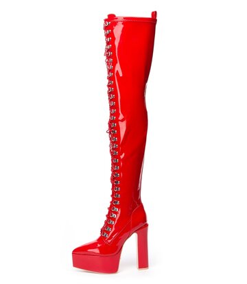 Giaro Giaro SECRETZ | RED SHINY | LACED THIGH BOOTS