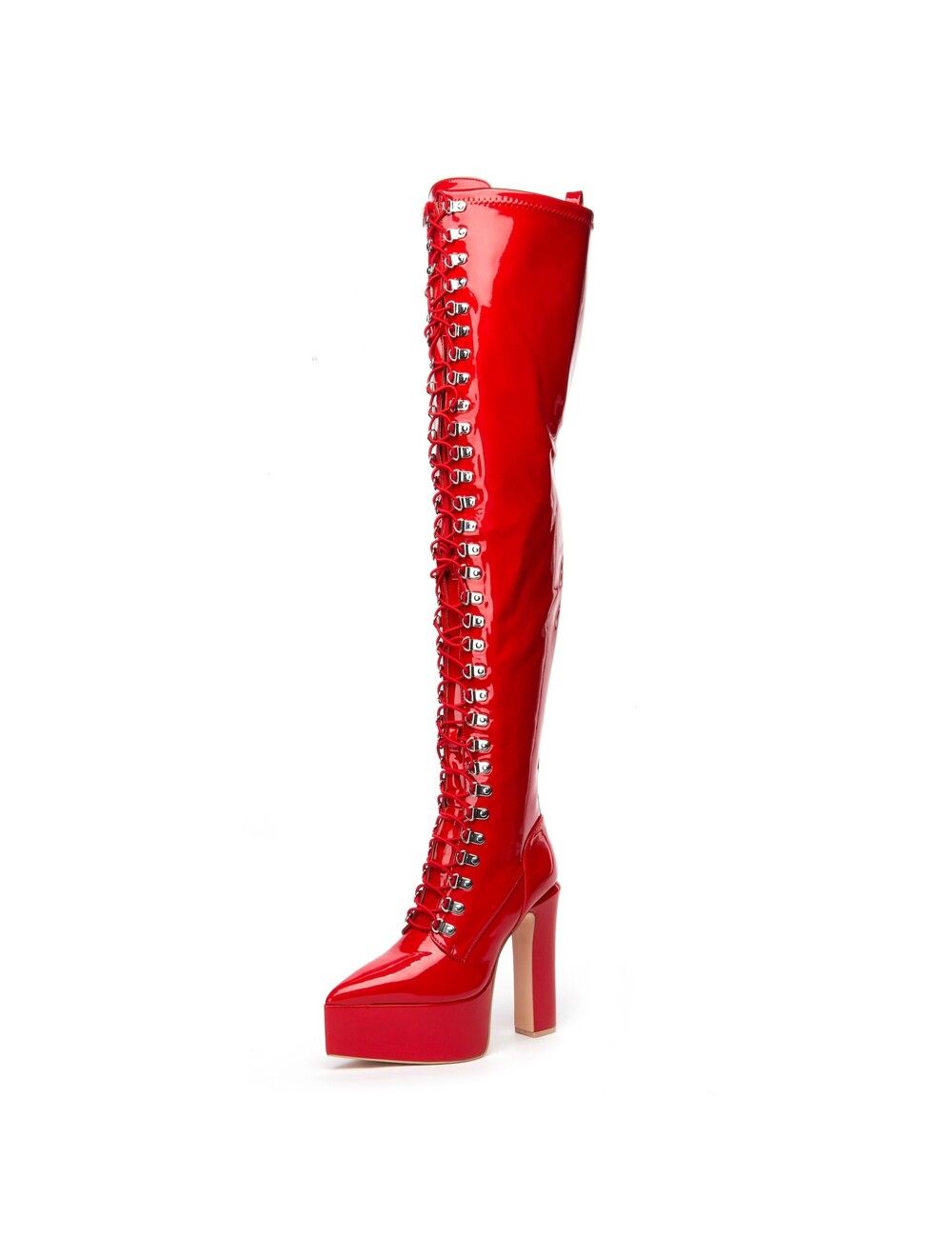Giaro SECRETZ | RED SHINY | LACED THIGH BOOTS