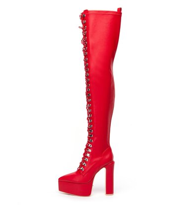 Giaro SECRETZ | RED MATTE | LACED THIGH BOOTS