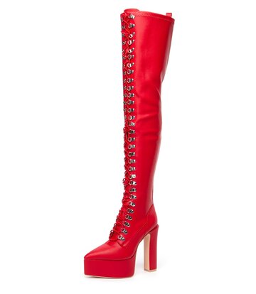 Giaro SECRETZ | RED MATTE | LACED THIGH BOOTS