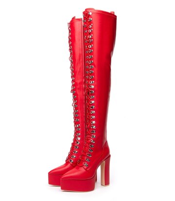 Giaro SECRETZ | RED MATTE | LACED THIGH BOOTS