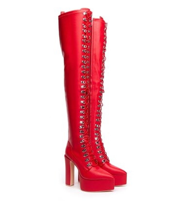 Giaro SECRETZ | RED MATTE | LACED THIGH BOOTS