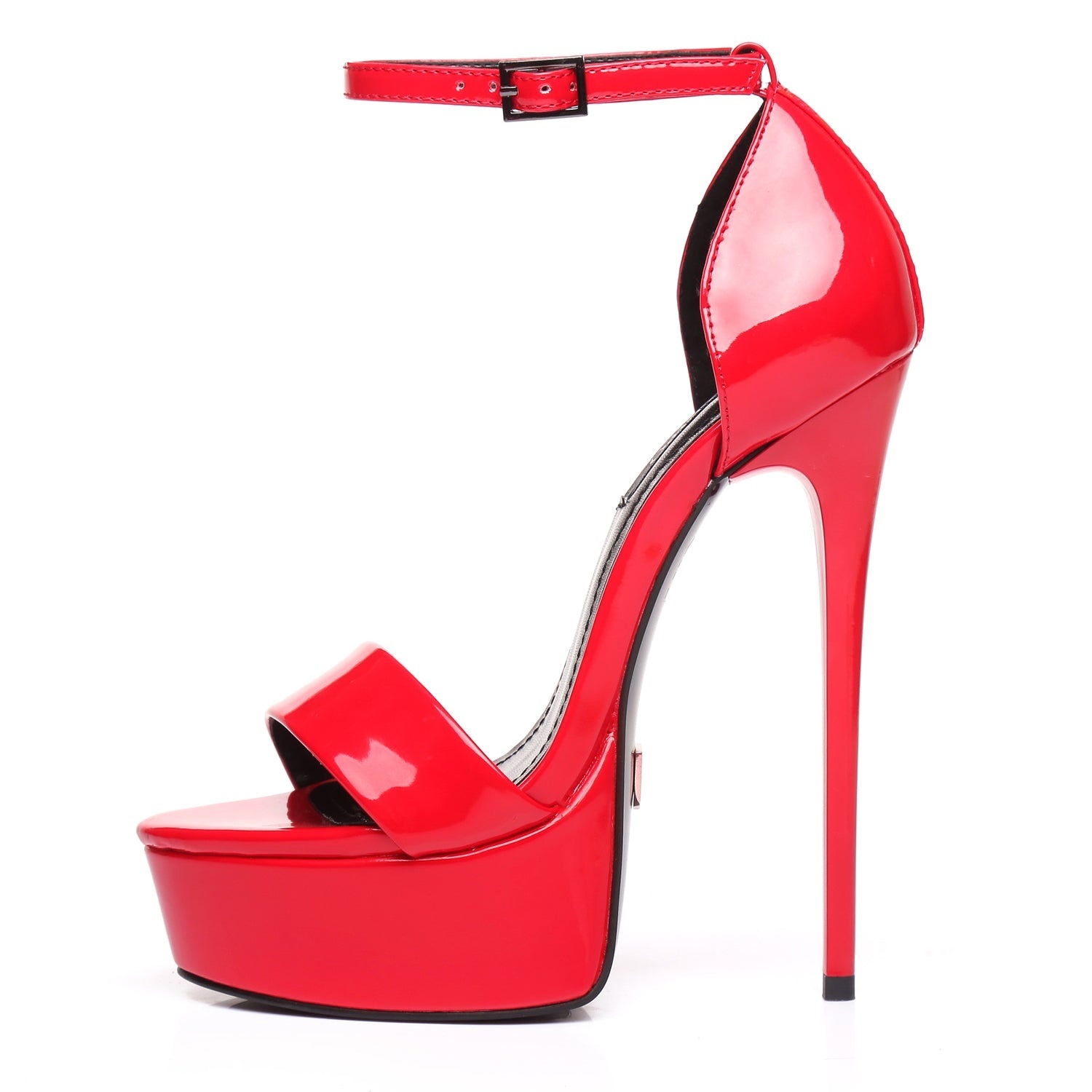 Red shiny Giaro high 16cm heeled platform sandals - Giaro High Heels ...