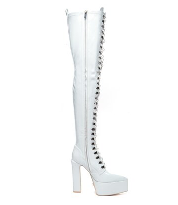 Giaro SECRETZ | WHITE SHINY | LACED THIGH BOOTS