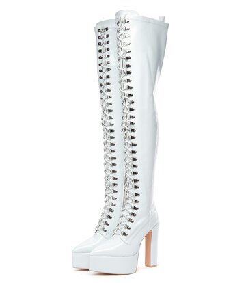 Giaro SECRETZ | WHITE SHINY | LACED THIGH BOOTS