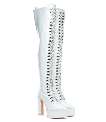 Giaro SECRETZ | WHITE SHINY | LACED THIGH BOOTS