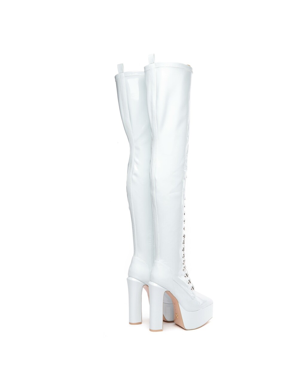 Giaro SECRETZ | WHITE SHINY | LACED THIGH BOOTS