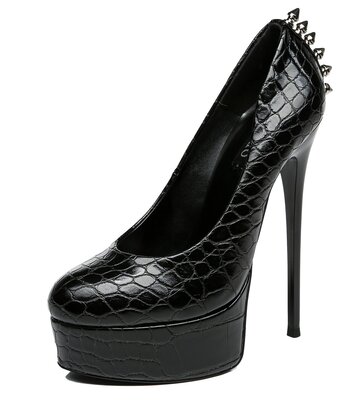 Schwarze Crock Giaro „Bad Girl“ Plateaupumps mit Spikes