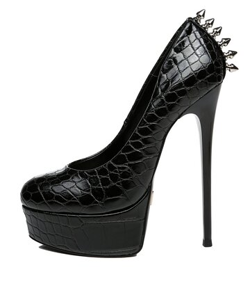 Schwarze Crock Giaro „Bad Girl“ Plateaupumps mit Spikes