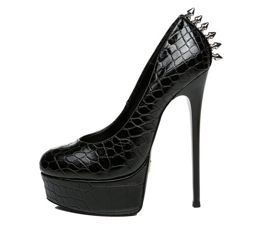 GALANA BAD GIRL | SCHWARZER CROCK | PLATEAU-PUMPS MIT SPITZEN