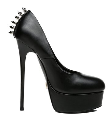 Schwarze matte Giaro „Bad Girl“ Plateaupumps mit Spikes