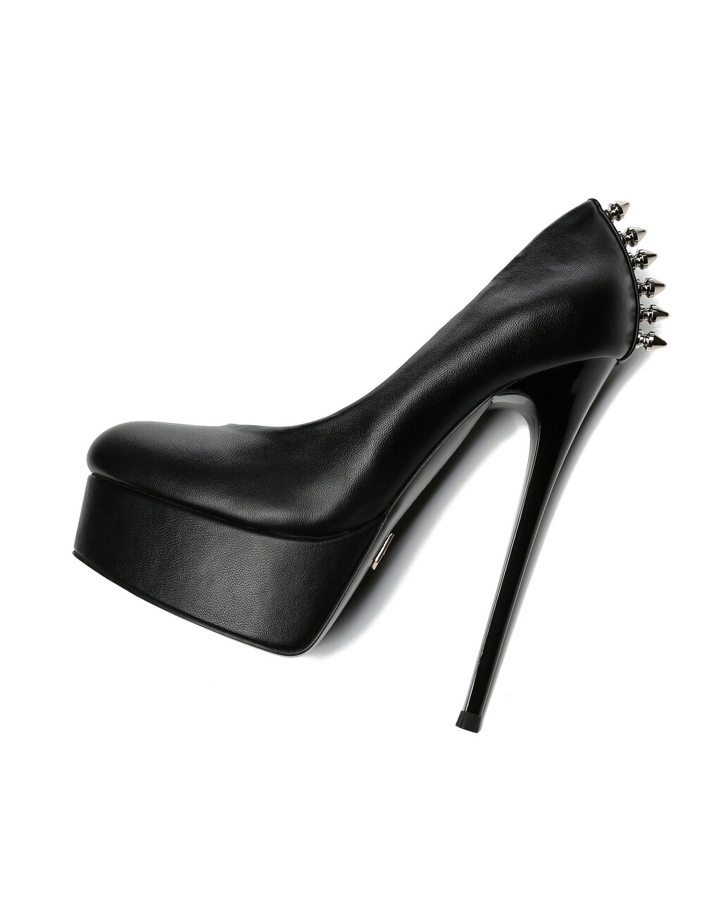 Schwarze matte Giaro „Bad Girl“ Plateaupumps mit Spikes
