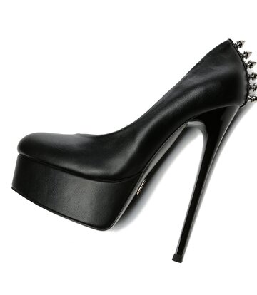 Black  Matte  Giaro "Bad Girl" platform pumps with spikes
