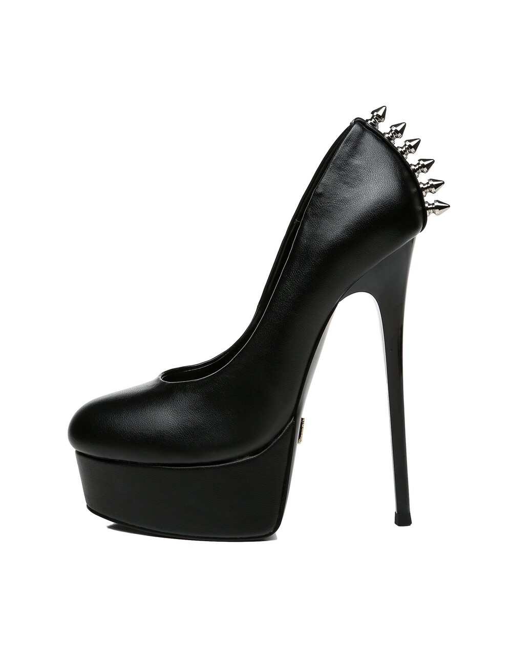 Schwarze matte Giaro „Bad Girl“ Plateaupumps mit Spikes