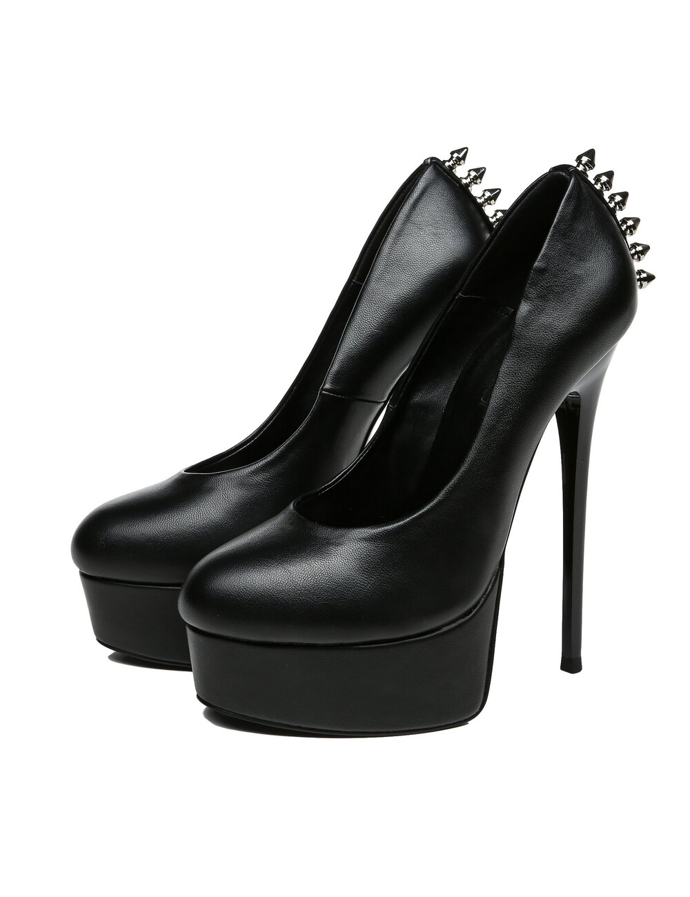 Black  Matte  Giaro "Bad Girl" platform pumps with spikes