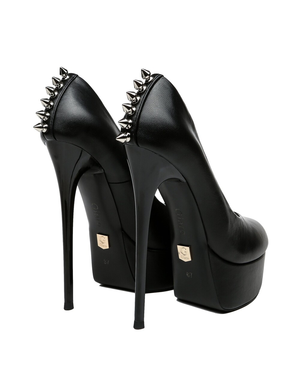 Black  Matte  Giaro "Bad Girl" platform pumps with spikes