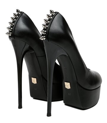 Black  Matte  Giaro "Bad Girl" platform pumps with spikes