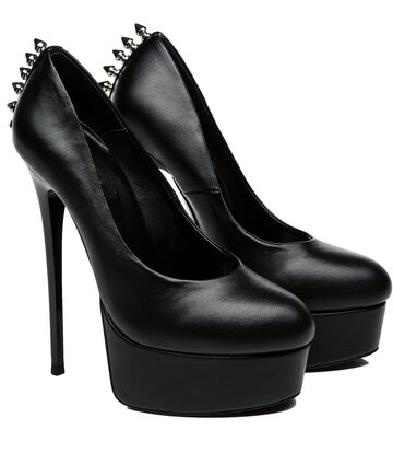 Black  Matte  Giaro "Bad Girl" platform pumps with spikes