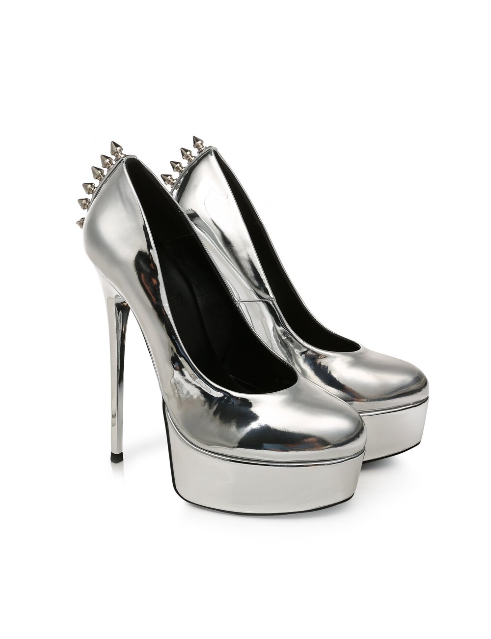 Liguid Silver  Giaro "Bad Girl" platform pumps with spikes