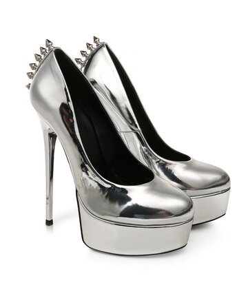 Liguid Silver  Giaro "Bad Girl" platform pumps with spikes