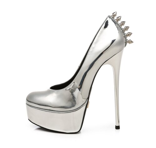 GALANA BAD GIRL | LIQUID SILVER | SPIKED PLATFORM PUMPS