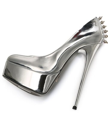 Liguid Silver  Giaro "Bad Girl" platform pumps with spikes
