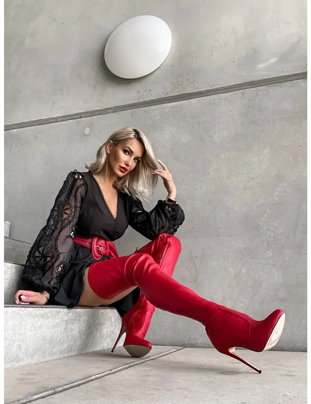 Giaro Giaro BELINDA RED MATTE THIGH BOOTS