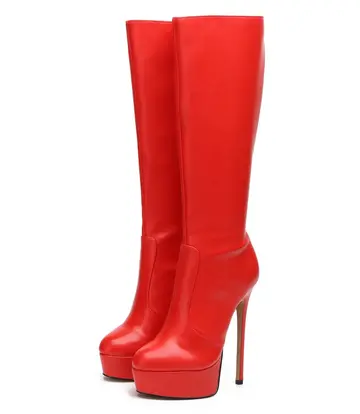 Giaro Giaro STACKSTAND RED SHINY KNEE BOOTS