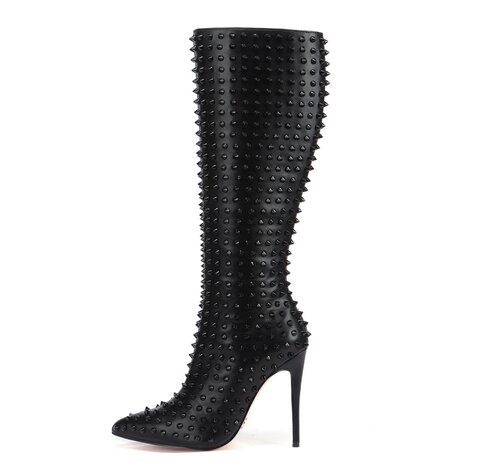 TRIBECA BLACK KNEE BOOTS WITH BLACK STUDS