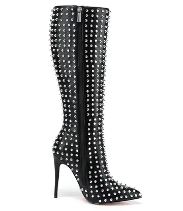 Giaro Giaro TRIBECA BLACK KNEE BOOTS WITH SILVER STUDS