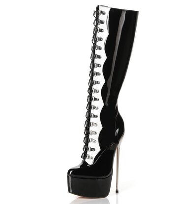 SLICK Giaro SLICK FASCINATE BLACK WHITE | lace-up platform boots