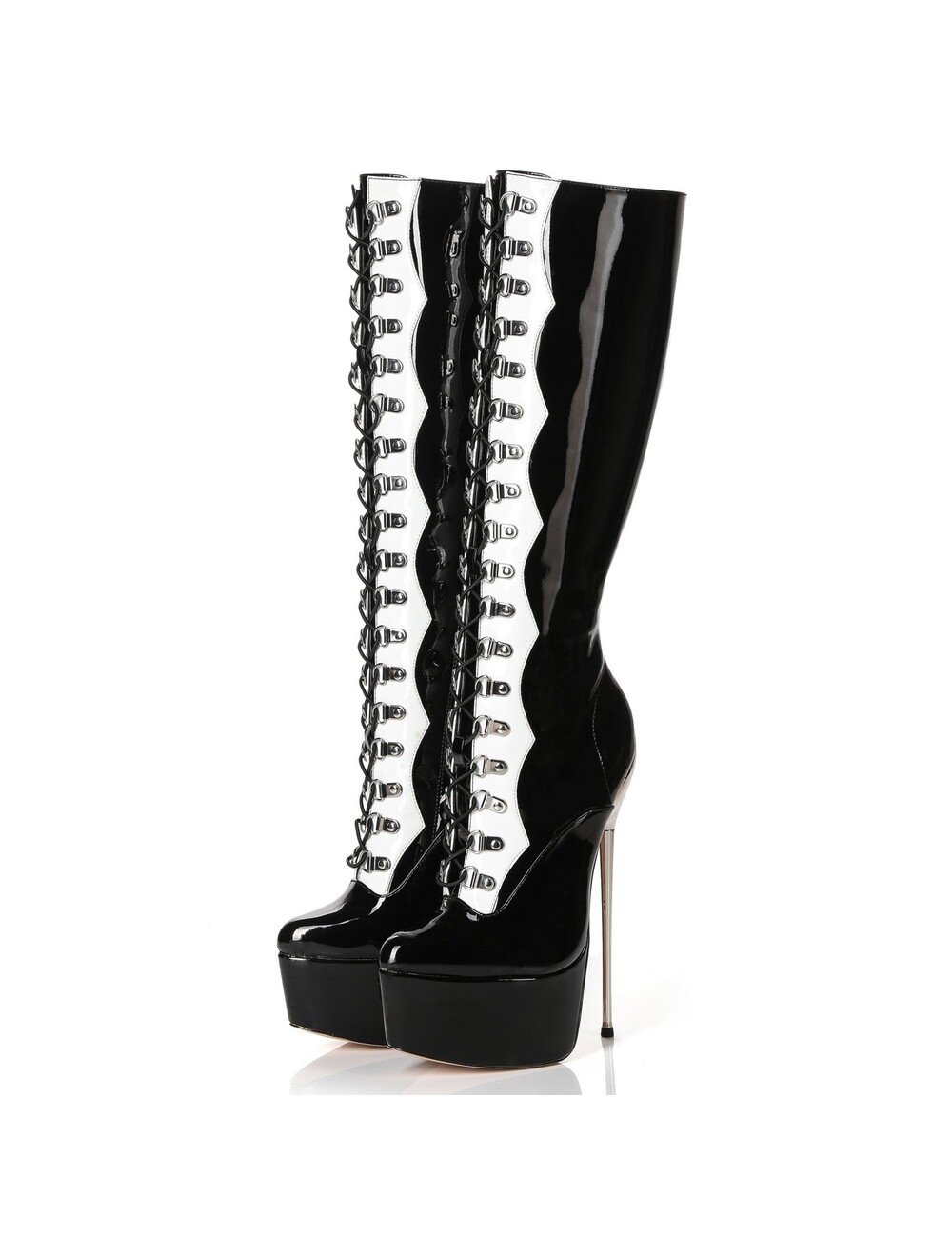 Giaro SLICK FASCINATE BLACK WHITE | lace-up platform boots