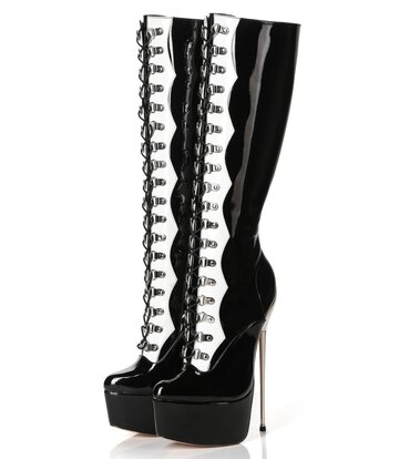 Giaro SLICK FASCINATE BLACK WHITE | lace-up platform boots