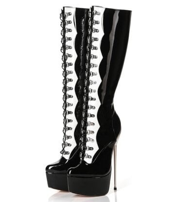 SLICK Giaro SLICK FASCINATE BLACK WHITE | lace-up platform boots