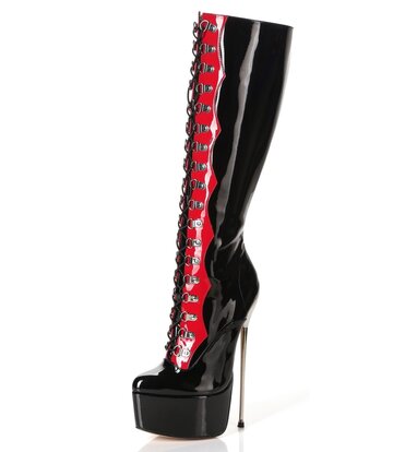 Giaro SLICK FASCINATE SCHWARZ ROT | Plateaustiefel mit Schnürung