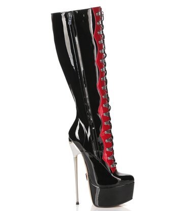 Giaro SLICK FASCINATE SCHWARZ ROT | Plateaustiefel mit Schnürung