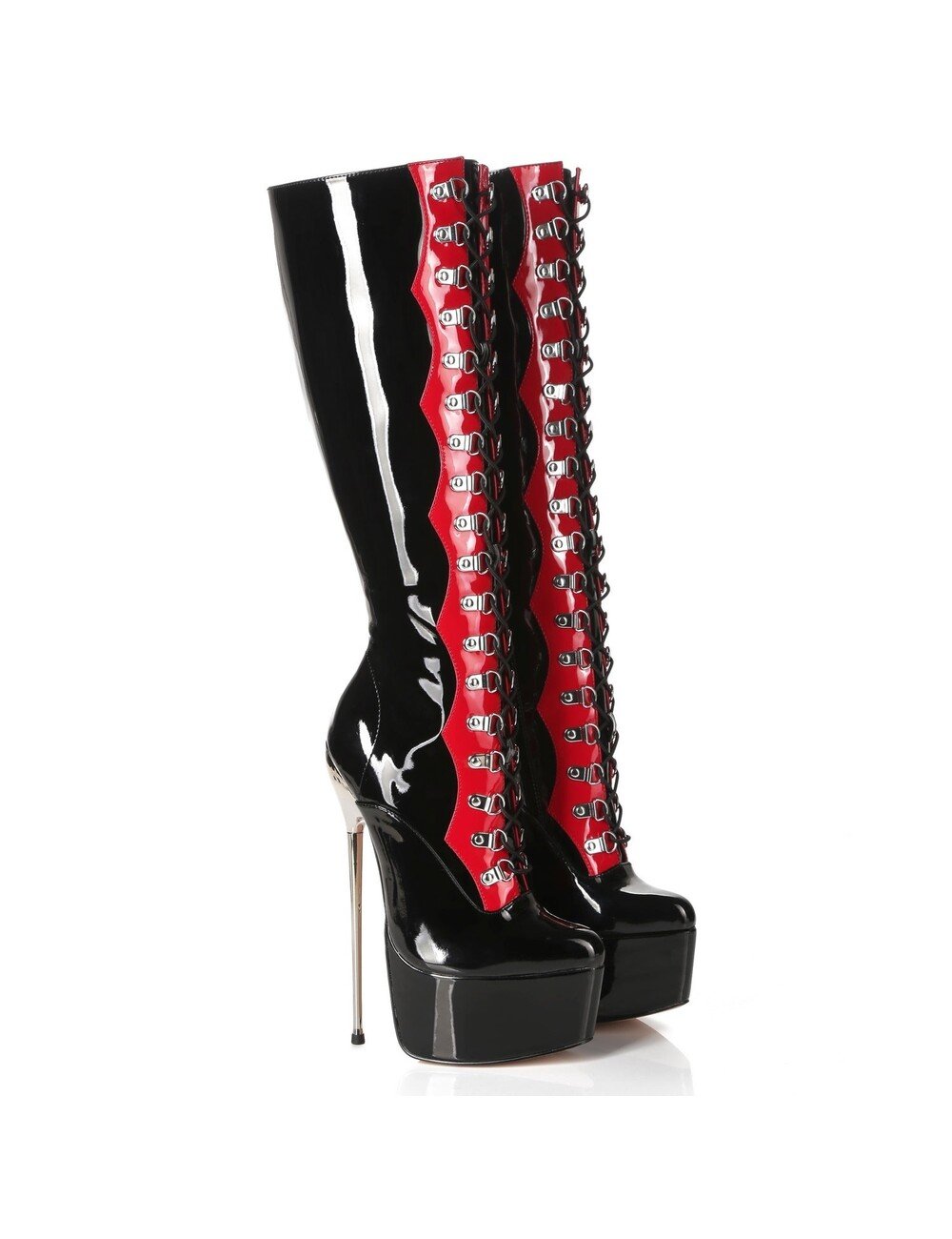 SLICK Giaro SLICK FASCINATE BLACK RED | lace-up platform boots