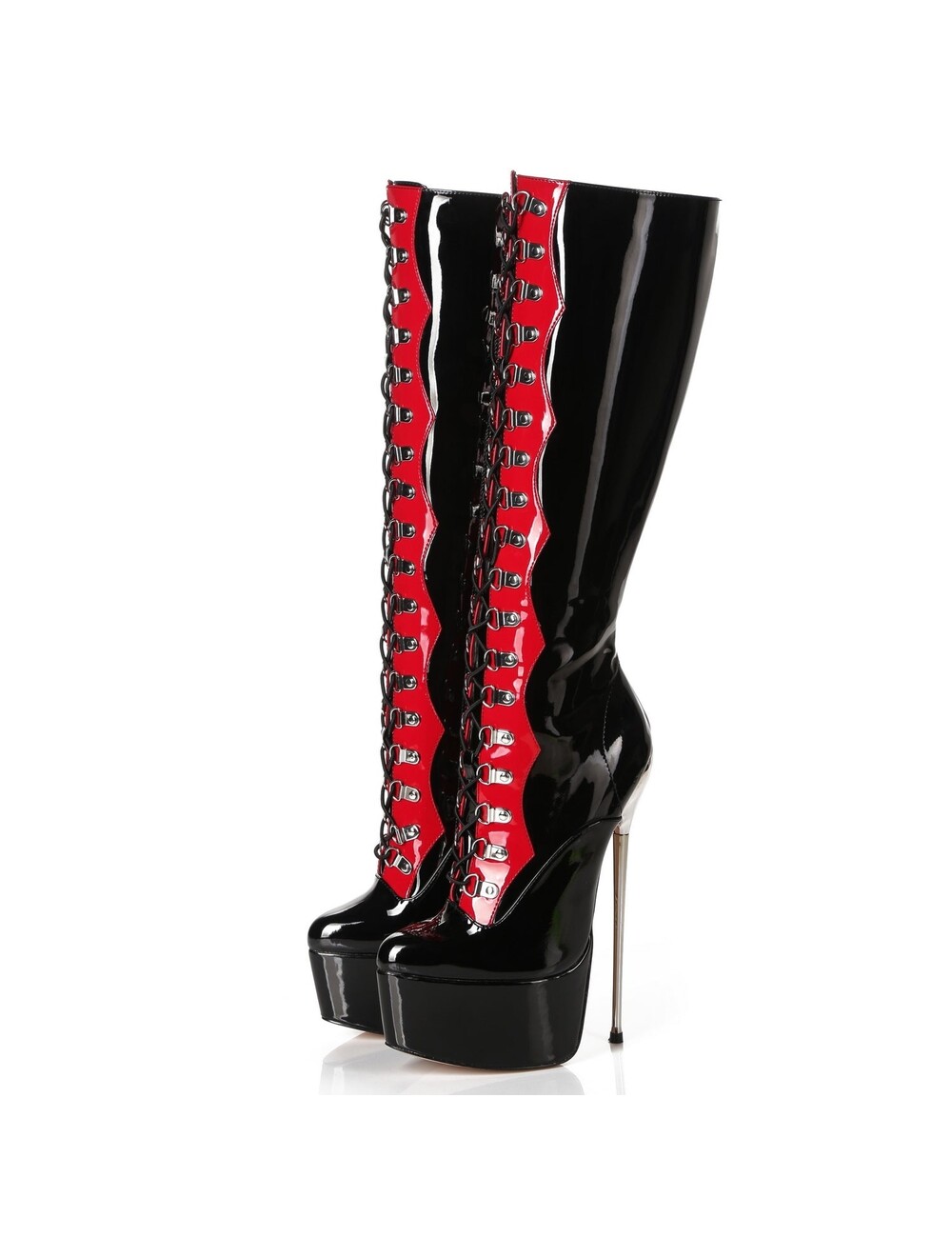 Giaro SLICK FASCINATE BLACK RED | lace-up platform boots