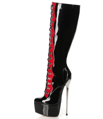 Giaro SLICK FASCINATE SCHWARZ ROT | Plateaustiefel mit Schnürung