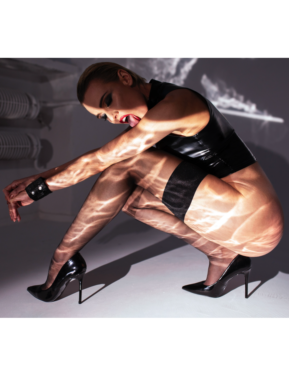 Noir Handmade Noir Handmade Glam wetlook top with vinyl corset F324