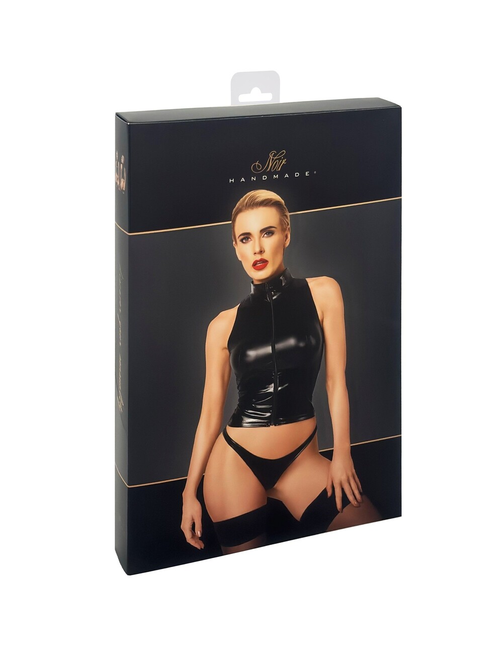 Noir Handmade Noir Handmade Glamouröses Wetlook-Top mit Vinyl-Korsett F324