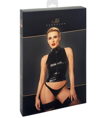 Noir Handmade Noir Handmade Glamouröses Wetlook-Top mit Vinyl-Korsett F324